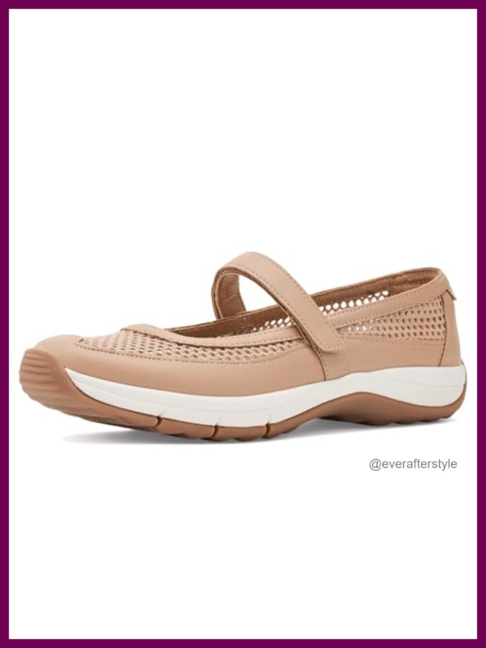 Faux Leather Mary Jane Flats with Arch Support Hook & Loop Comfort Walking Shoes